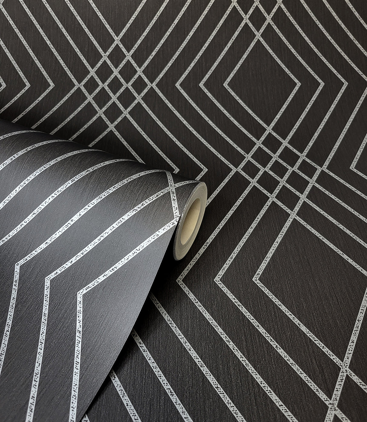 Shard Black by Fine Decor Trellis Wallpaper- Brewster FD43614