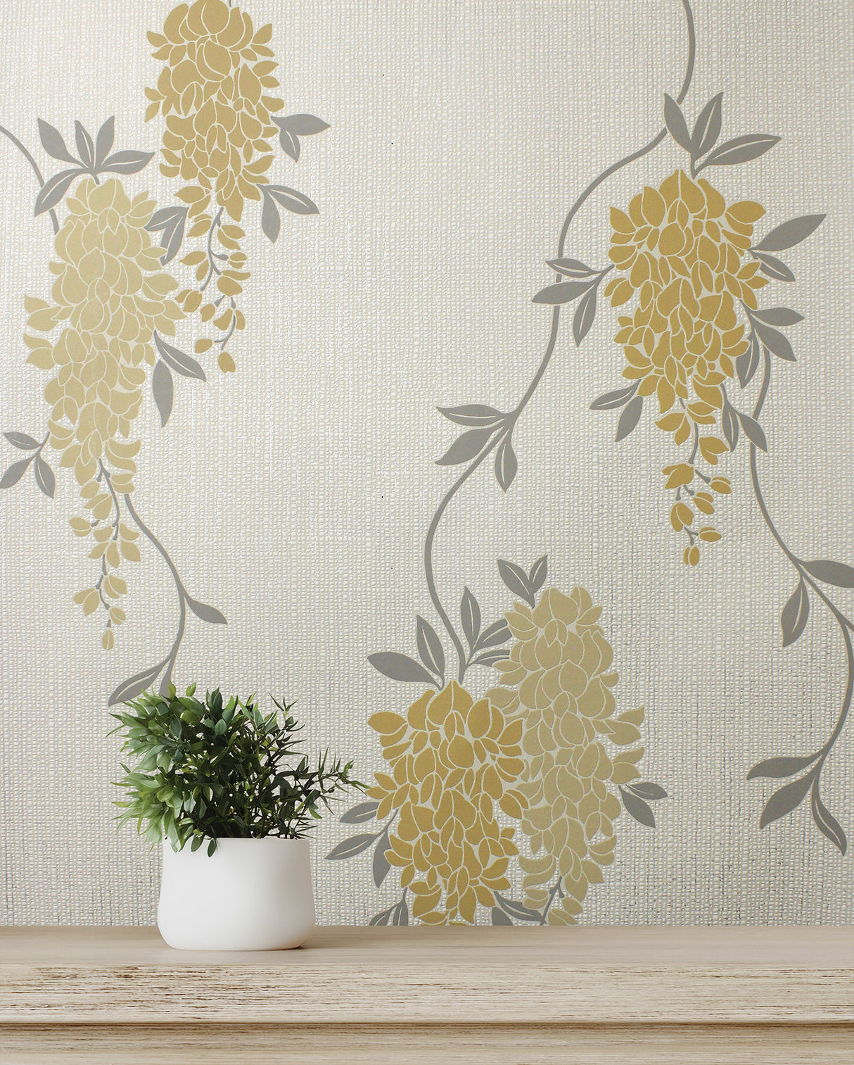 Aisla Yellow by Fine Decor Wisteria Wallpaper – Brewster Home Fashions FD43672