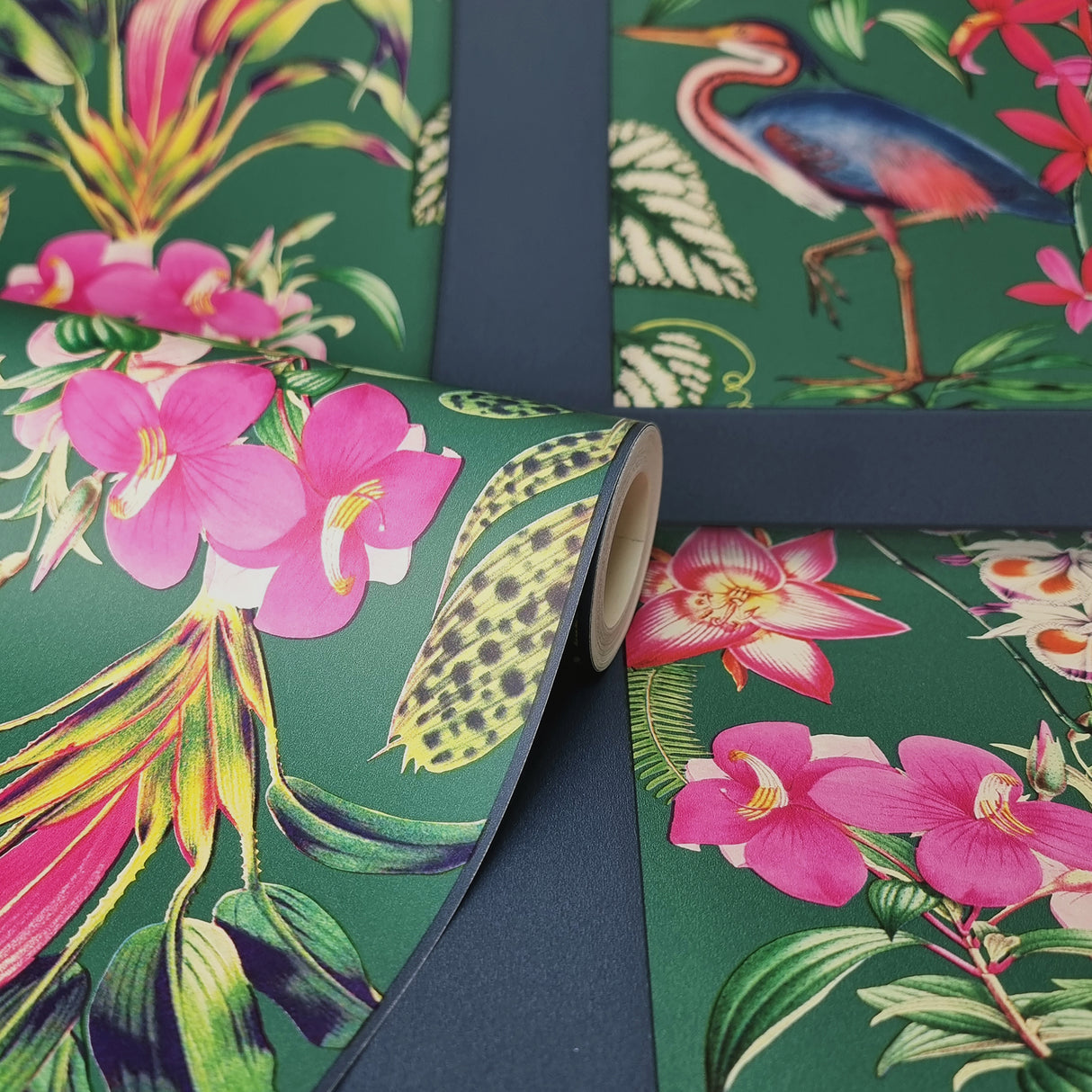 Silas Dark Blue by Fine Decor Tropical Panel Wallpaper – Brewster Home Fashions FD43710