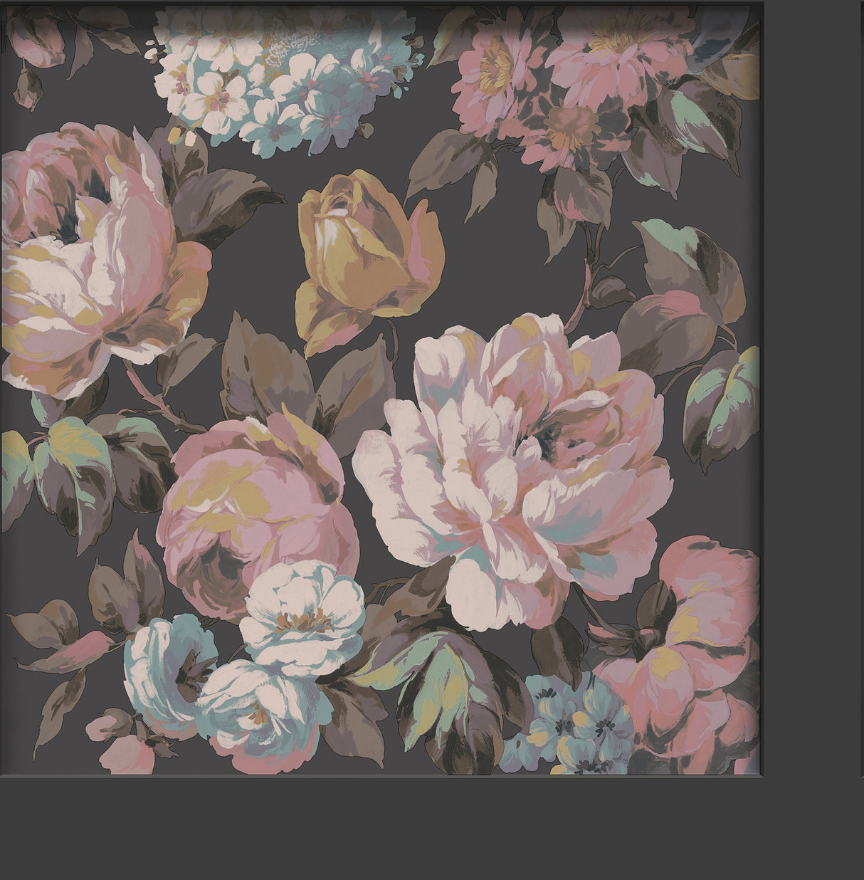 Fine Decor Arlene Black Floral Panel Wallpaper sample