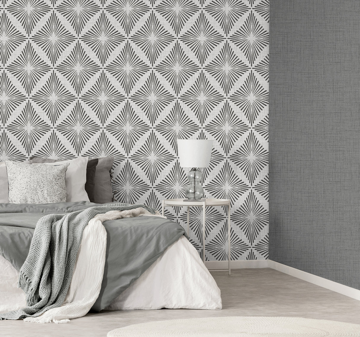 Denver Dark Grey by Fine Decor Starburst Wallpaper – Brewster FD43747