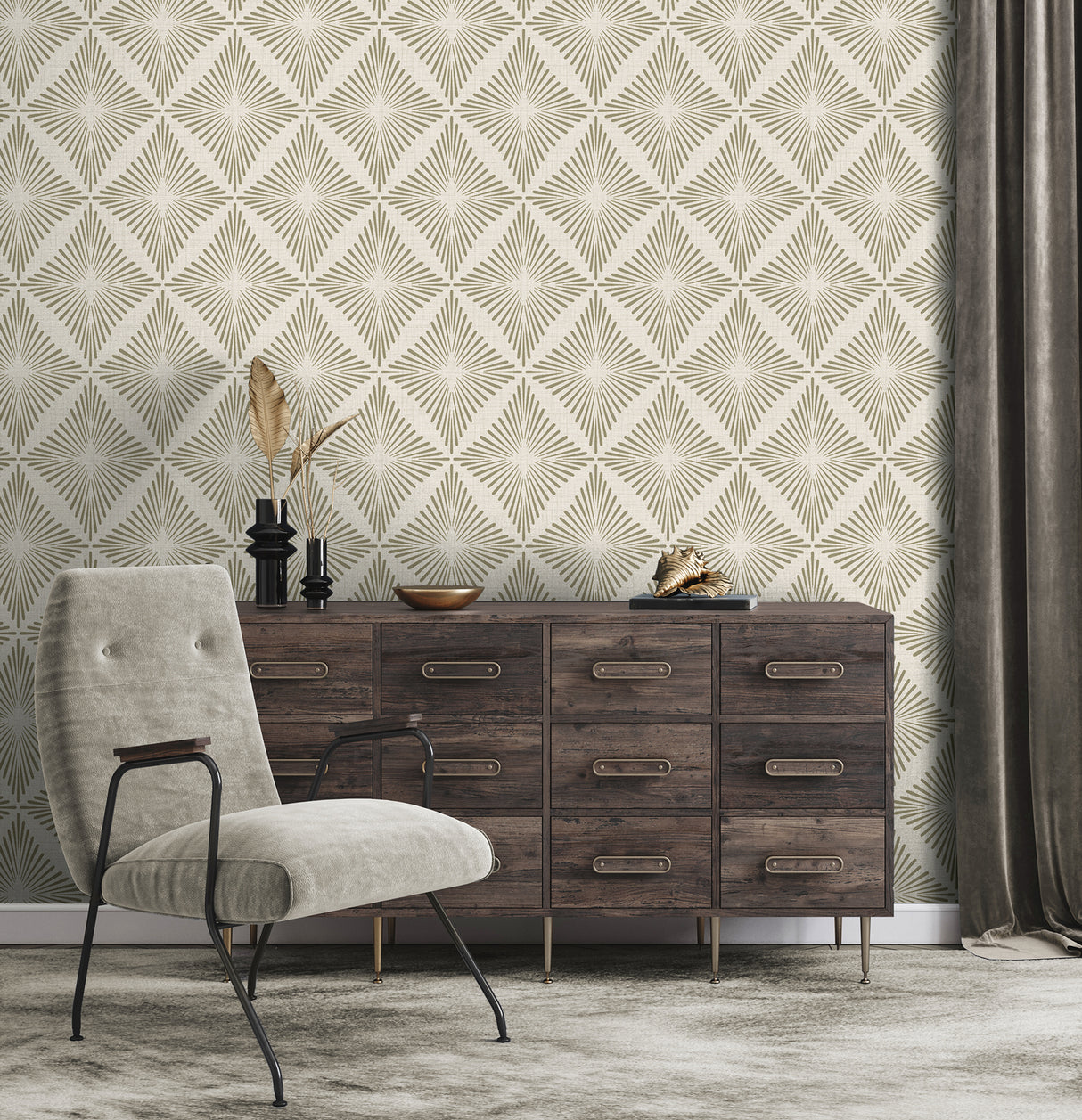 Denver Neutral by Fine Decor Starburst Vinyl Wallpaper – Brewster Home Fashions FD43749