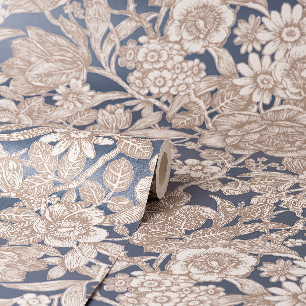 Hedgerow Navy by Fine Decor Floral Trails Wallpaper – Brewster Home Fashions FD43778
