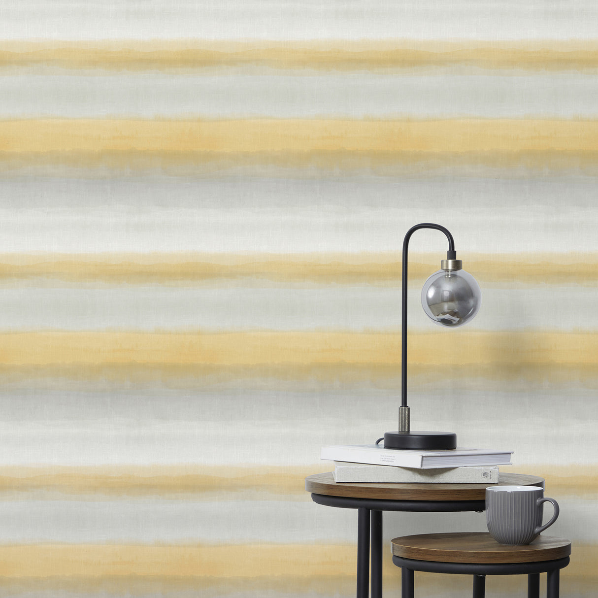 Freya Yellow by Fine Decor Washed Stripe Wallpaper – Brewster FD43779