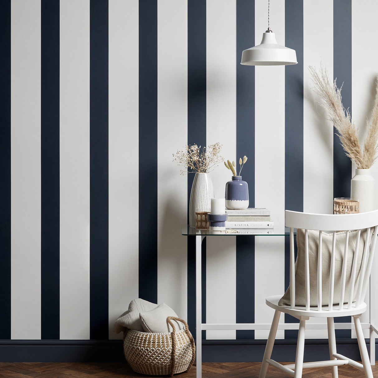 Tiago Blue Stripe by Fine Decor Stripes Wallpaper – Brewster Home Fashions FD43782