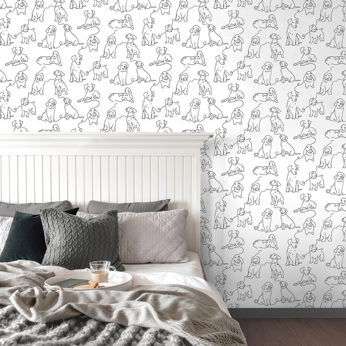 Ansel Black by Fine Decor Dog Sketches Wallpaper – Brewster Home Fashions FD43783