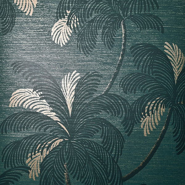Jones Teal Palm Tree Wallpaper by Fine Decor, FD43789