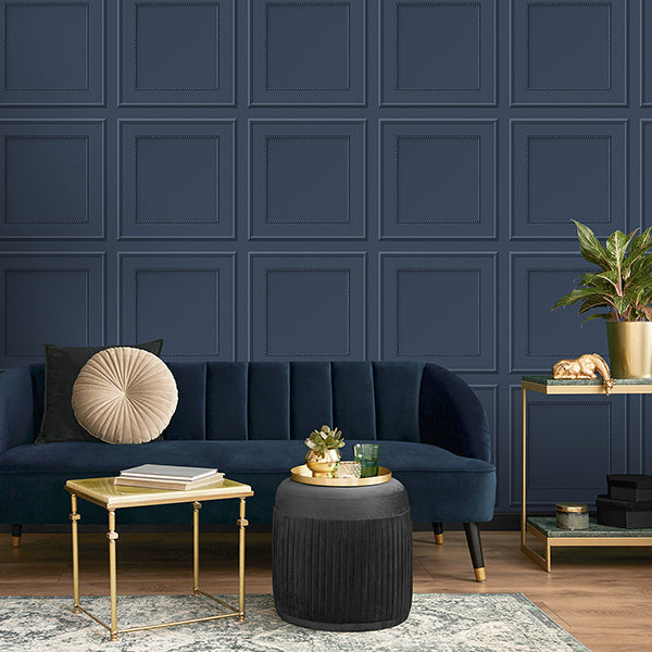 Cezanne Dark Blue by Fine Decor Beaded Panel Wallpaper – Brewster Home Fashions FD43829
