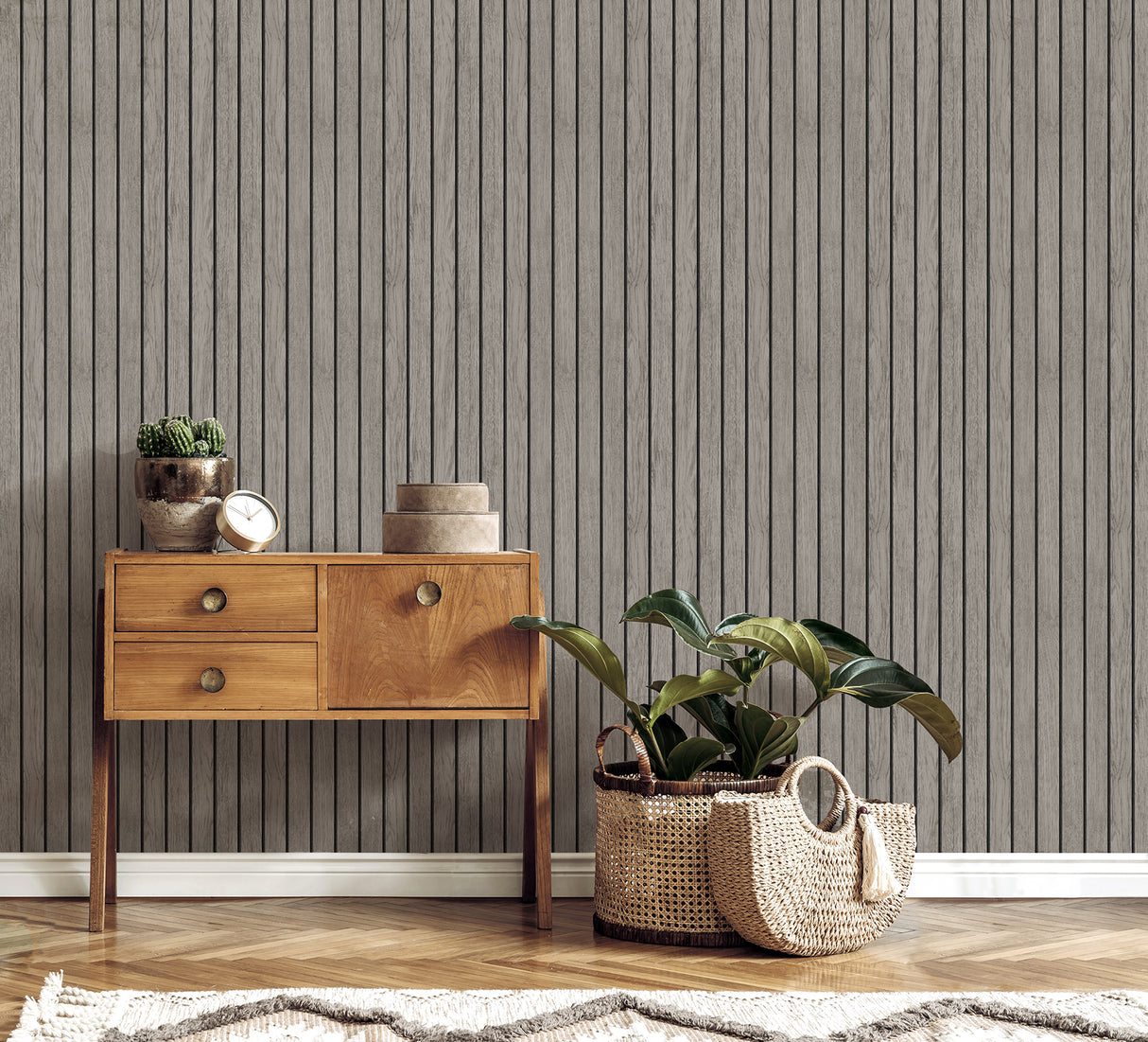 Manolo Grey by Fine Decor Wooden Slat Wallpaper – Brewster Home Fashions FD43831