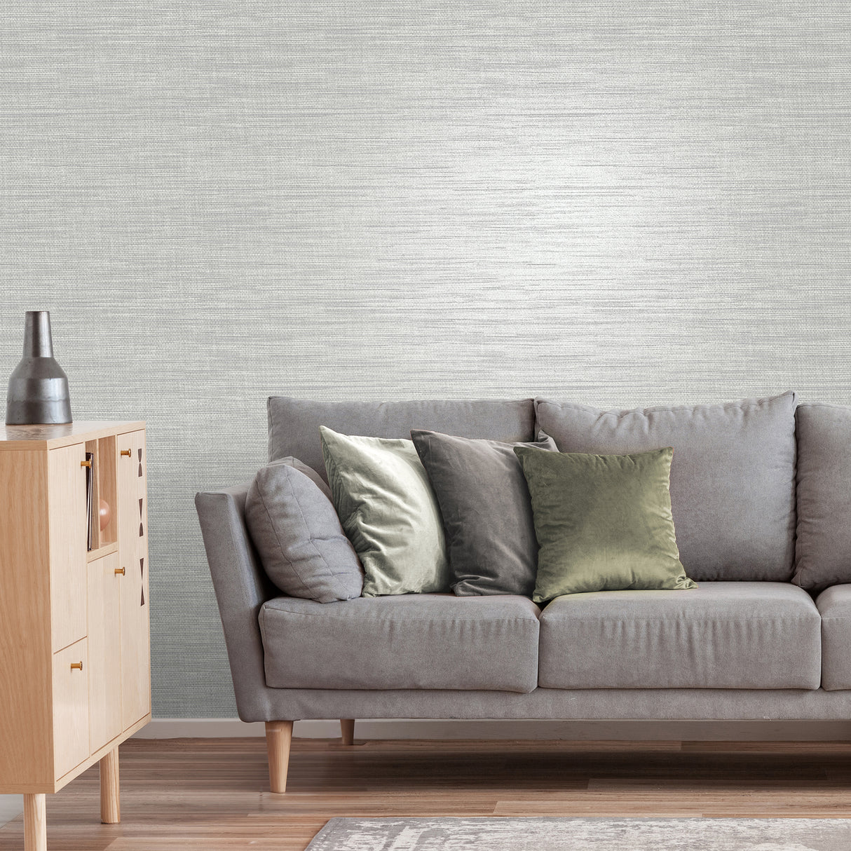 Liam Silver Metallic Weave by Fine Decor Faux Grasscloth Glam Unpasted Non Woven Wallpaper 20.5-In x 33-Ft Roll, Covers 56.4 Sq Ft - FD43935