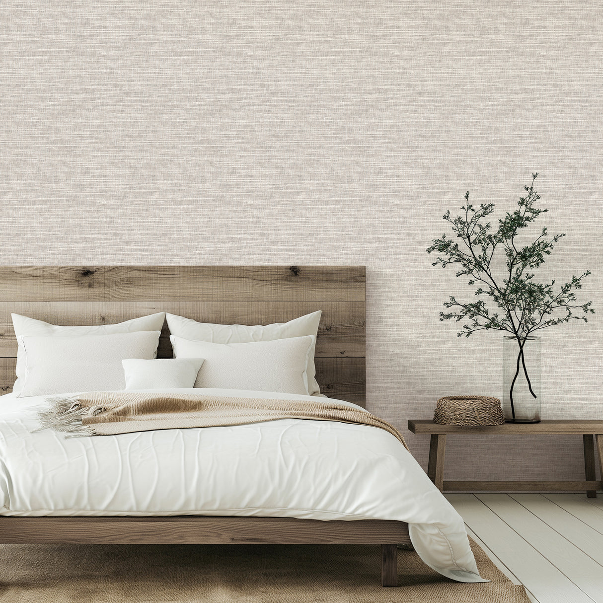 Sewell Light Grey by Fine Decor Coarse Fabric Texture Transitional Washable Strippable Non Woven Wallpaper - Fine Decor FD43947