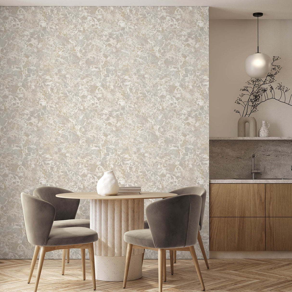 Amell Roma Marble Neutral Unpasted Non Woven Wallpaper, Washable, Strippable, Paste the Wall, 20.5 In x 33 Ft by Fine Decor - FD43949