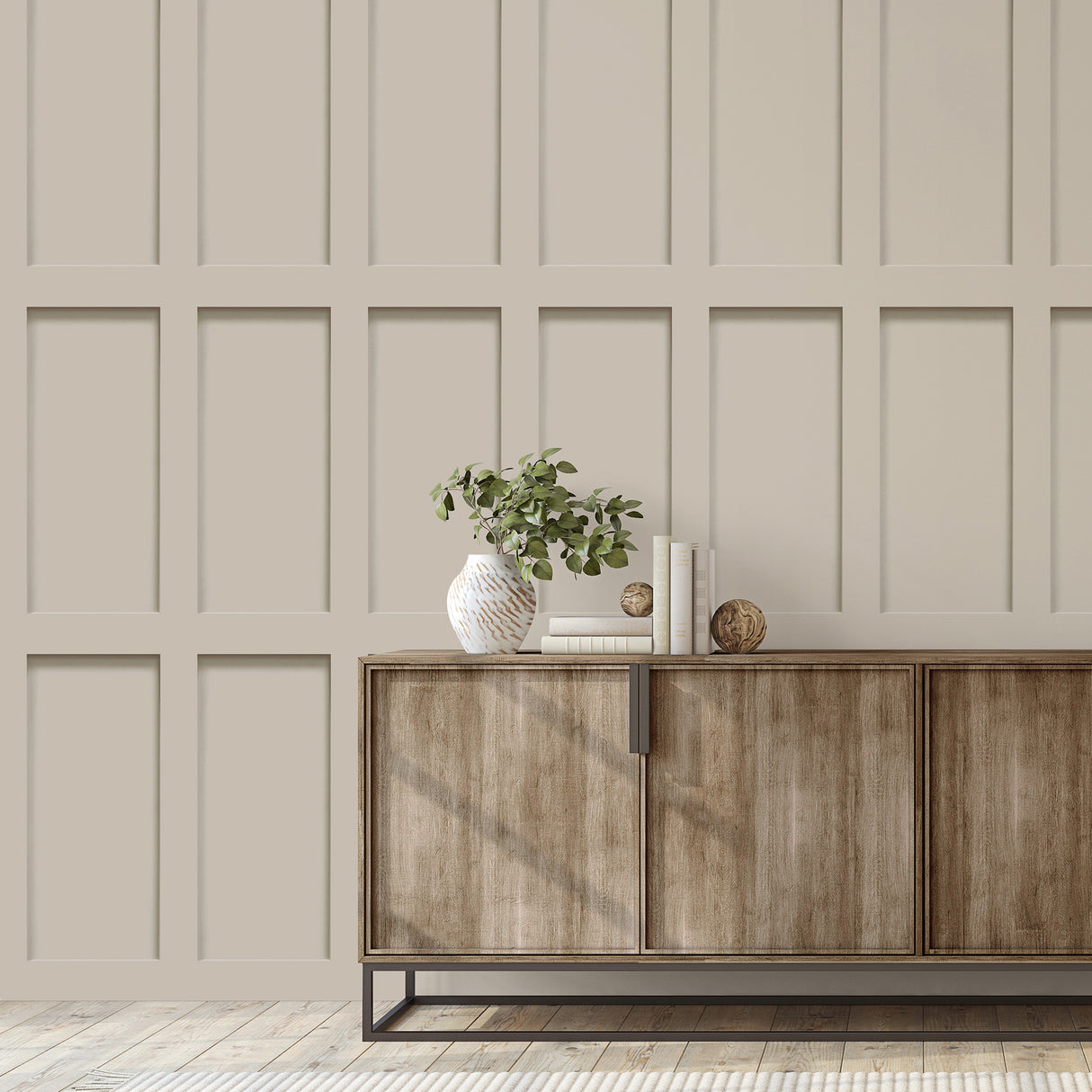 Conall Beige by Fine Decor Rectangular Wood Panel Wallpaper Masculine Graphics Non Woven Unpasted Strippable 20.5-in by 33-ft Roll - FD43963