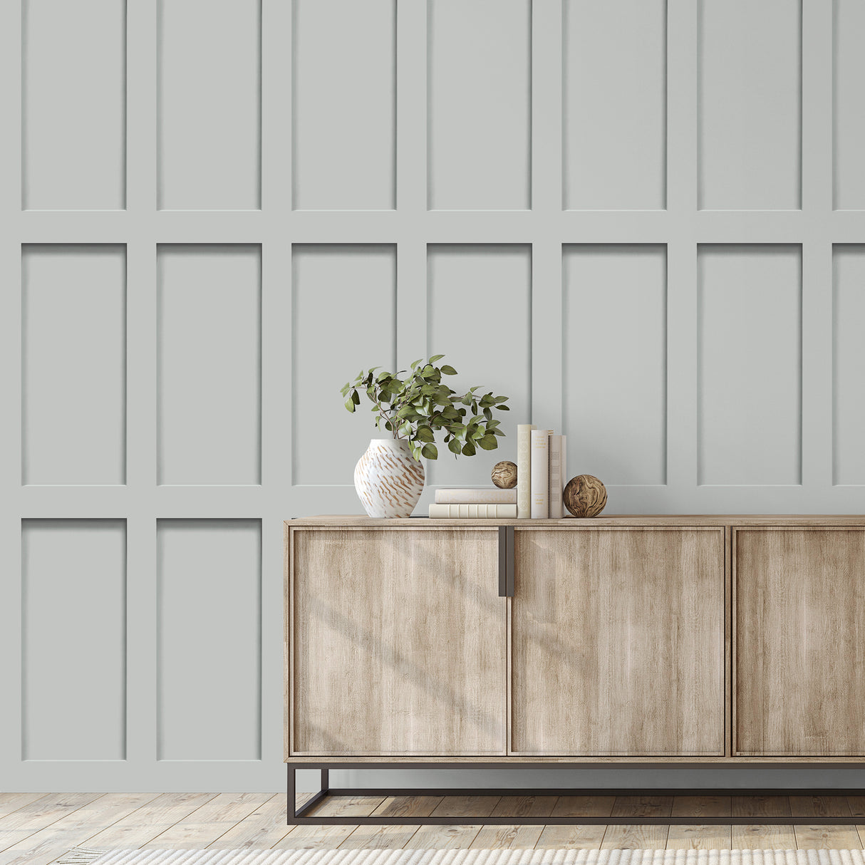 Conall Grey by Fine Decor Rectangular Wood Panel Wallpaper Non Woven Unpasted Washable Strippable Great Britain Medley Collection - FD43964