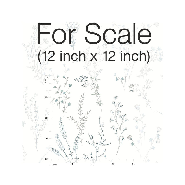Wildflower Sprigs Blue & Green Wallpaper with Bohemian Floral Motif - York FH4027