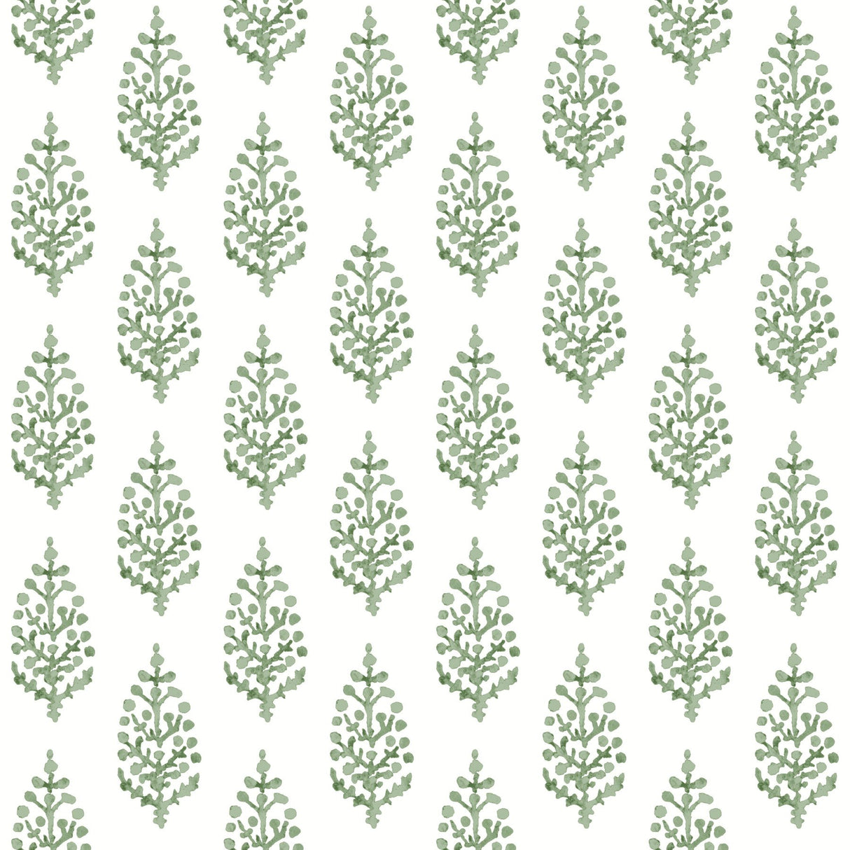 Paisley on Calico Green Wallpaper with Botanical Paisley Motif - York FH4067