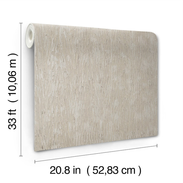 Gilded Plume Warm Grey Wallpaper with Metallic Textured Plume Pattern - York FM1003