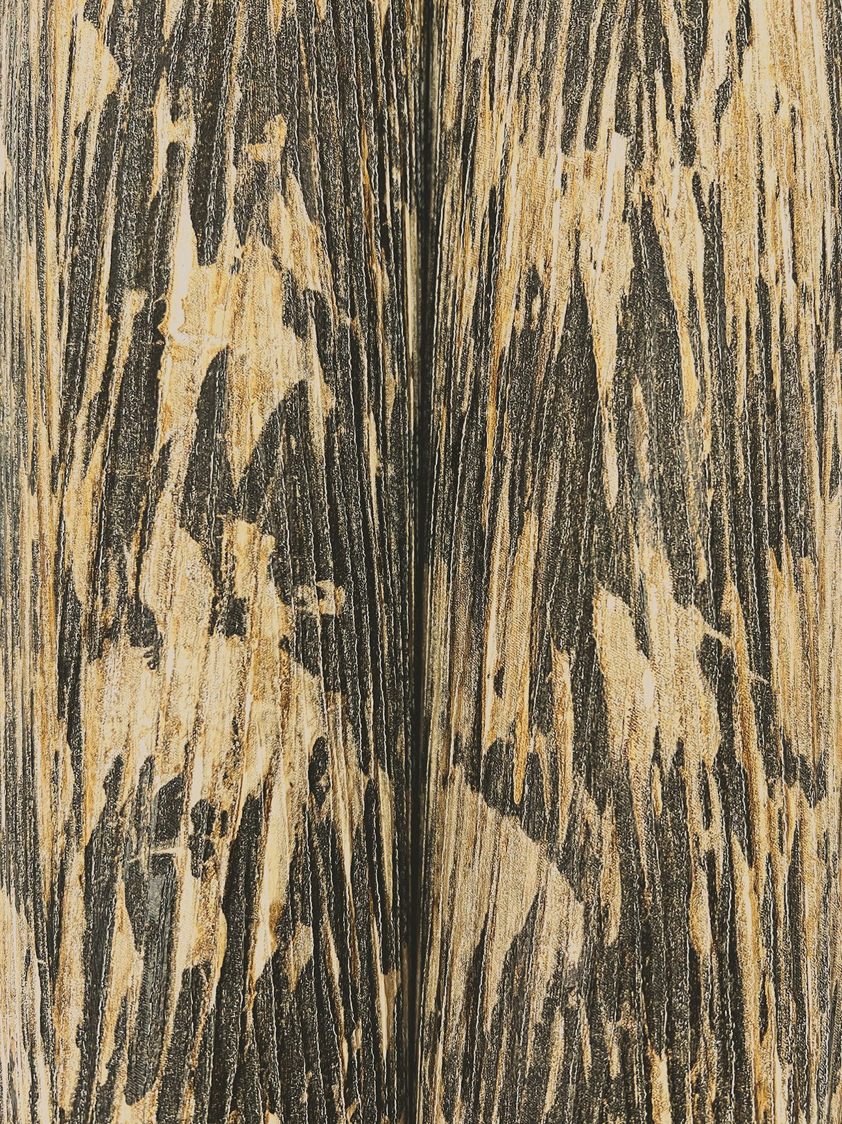 Gilded Plume Black Wallpaper with Metallic Textured Feather Motif - York FM1004
