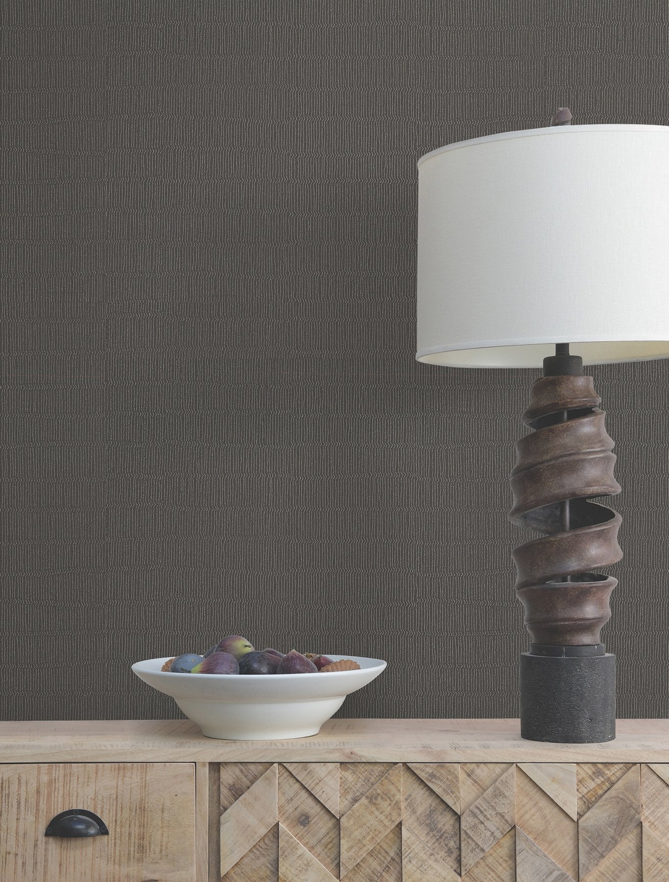 Tectonic Texture Black & Silver Wallpaper with Metallic Modern Striped Pattern - York FM1011