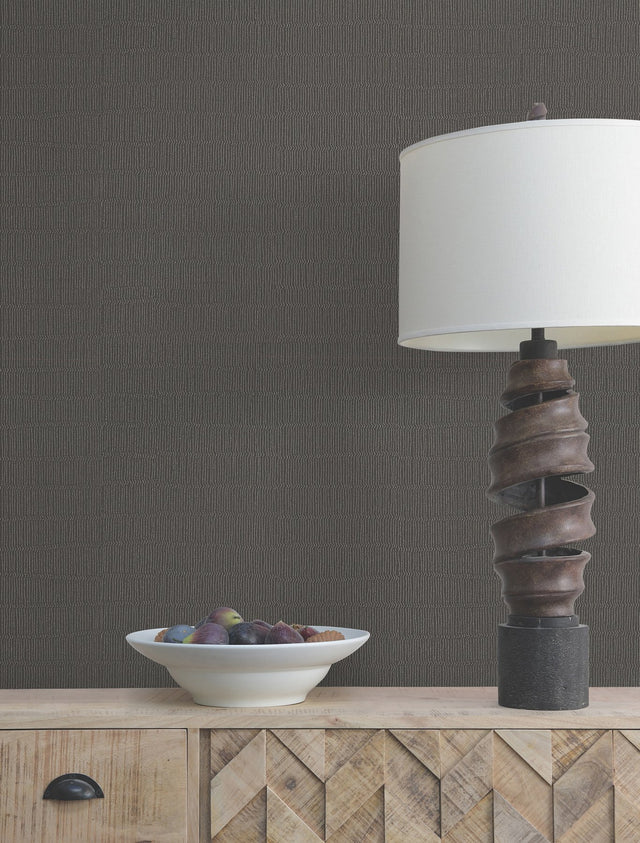 Tectonic Texture Black & Silver Wallpaper with Metallic Modern Striped Pattern - York FM1011