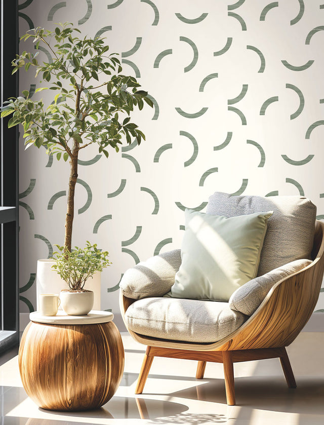 Lunula Green Geometric Non Woven Wallpaper - York FM1021