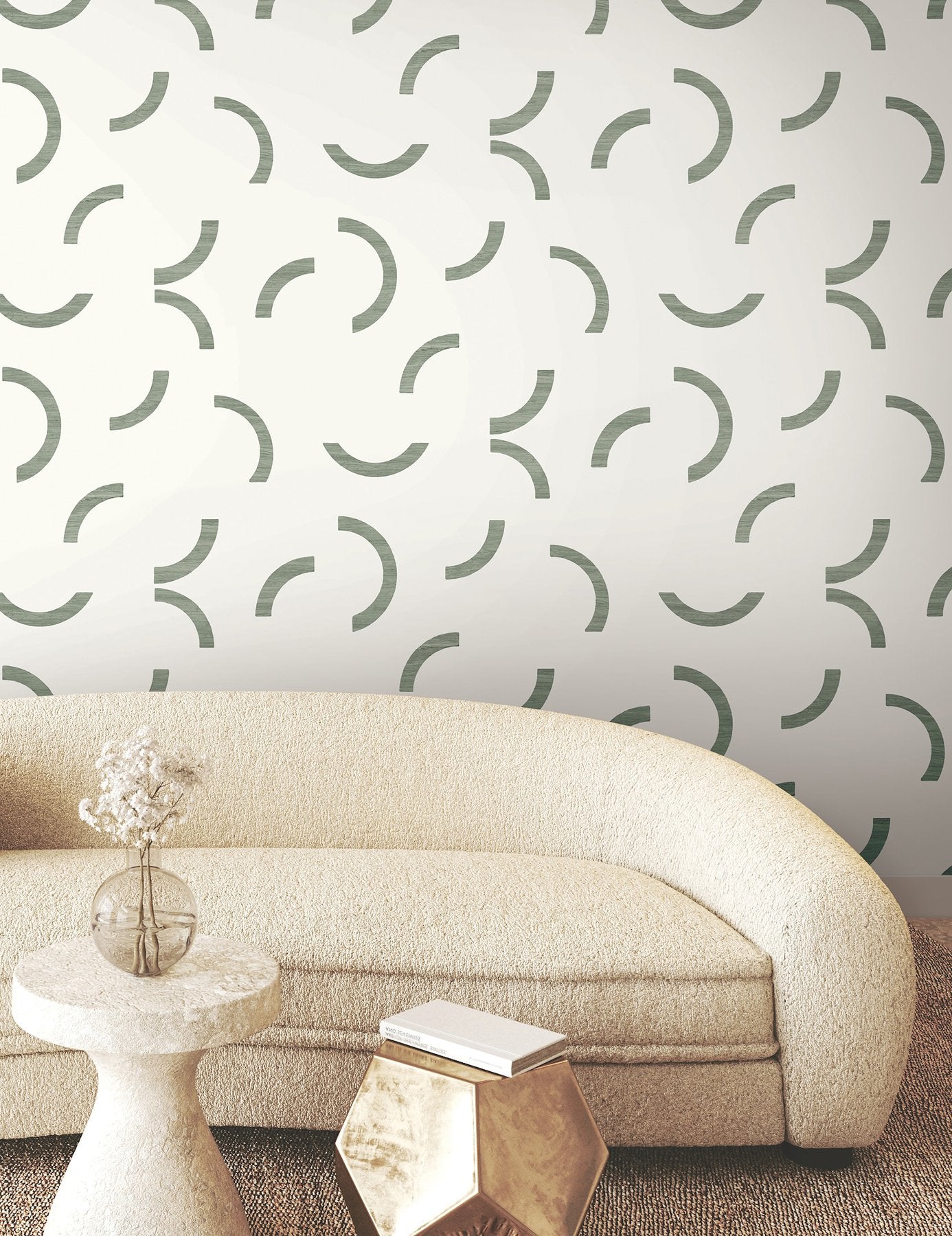 Lunula Green Geometric Non Woven Wallpaper - York FM1021