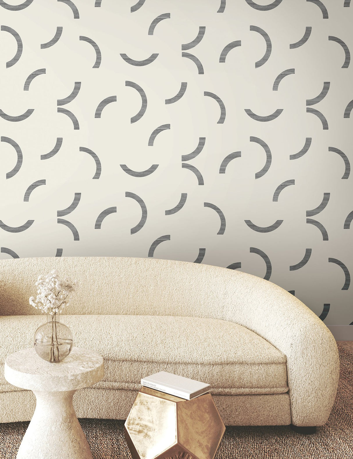 Lunula Black Geometric Modern Non Woven Wallpaper - York FM1022