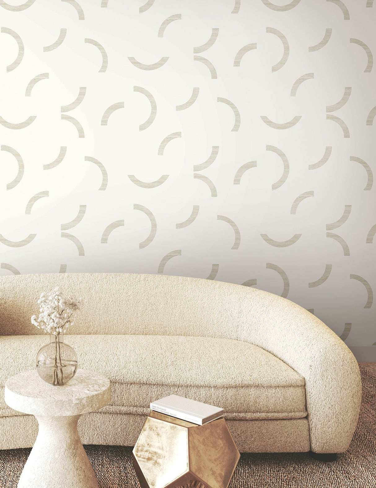 Lunula Ivory Geometric Modern Wallpaper - York FM1025