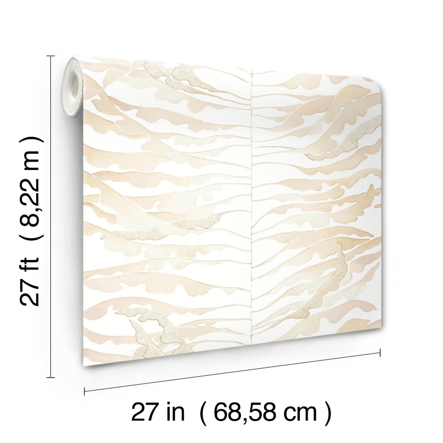 Leaf Column Taupe Wallpaper with Metallic Botanical Modern Pattern - York FM1041