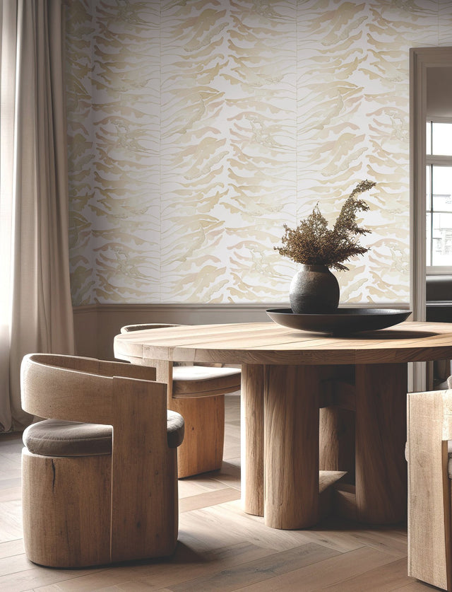 Leaf Column Taupe Wallpaper with Metallic Botanical Modern Pattern - York FM1041