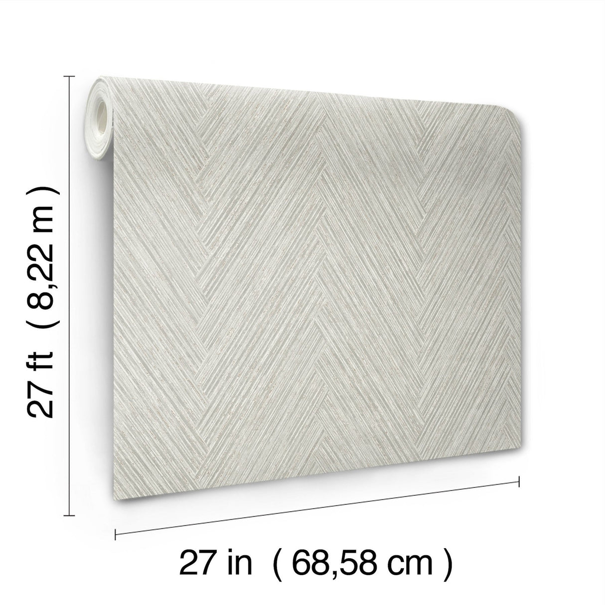 Thatched Chevron Dove Wallpaper with Metallic Raised Ink in Transitional Chevron Pattern - York FM1055