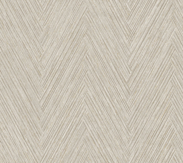 Thatched Chevron Linen Wallpaper with Metallic Raised Ink in Transitional Chevron Pattern - York FM1056