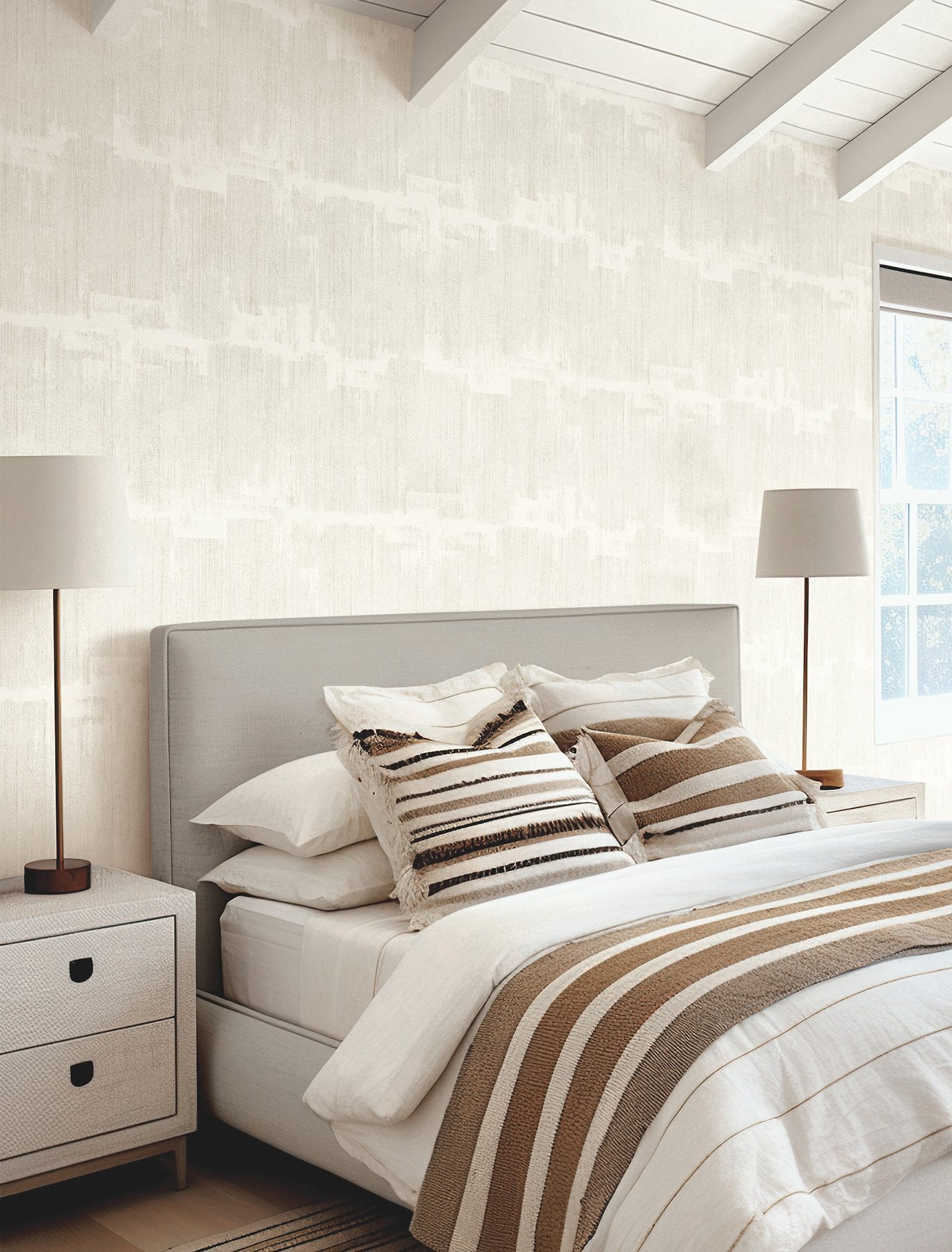 Rhythm & Rhyme White Wallpaper with Modern Geometric Abstract Blocks - York FM1064