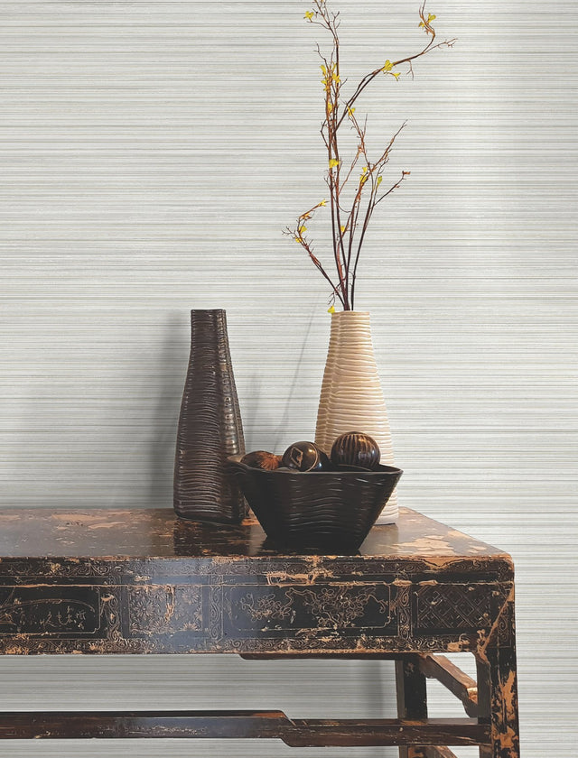 Alignment Grey Wallpaper with Raised Ink Striped Motif - York FM1074