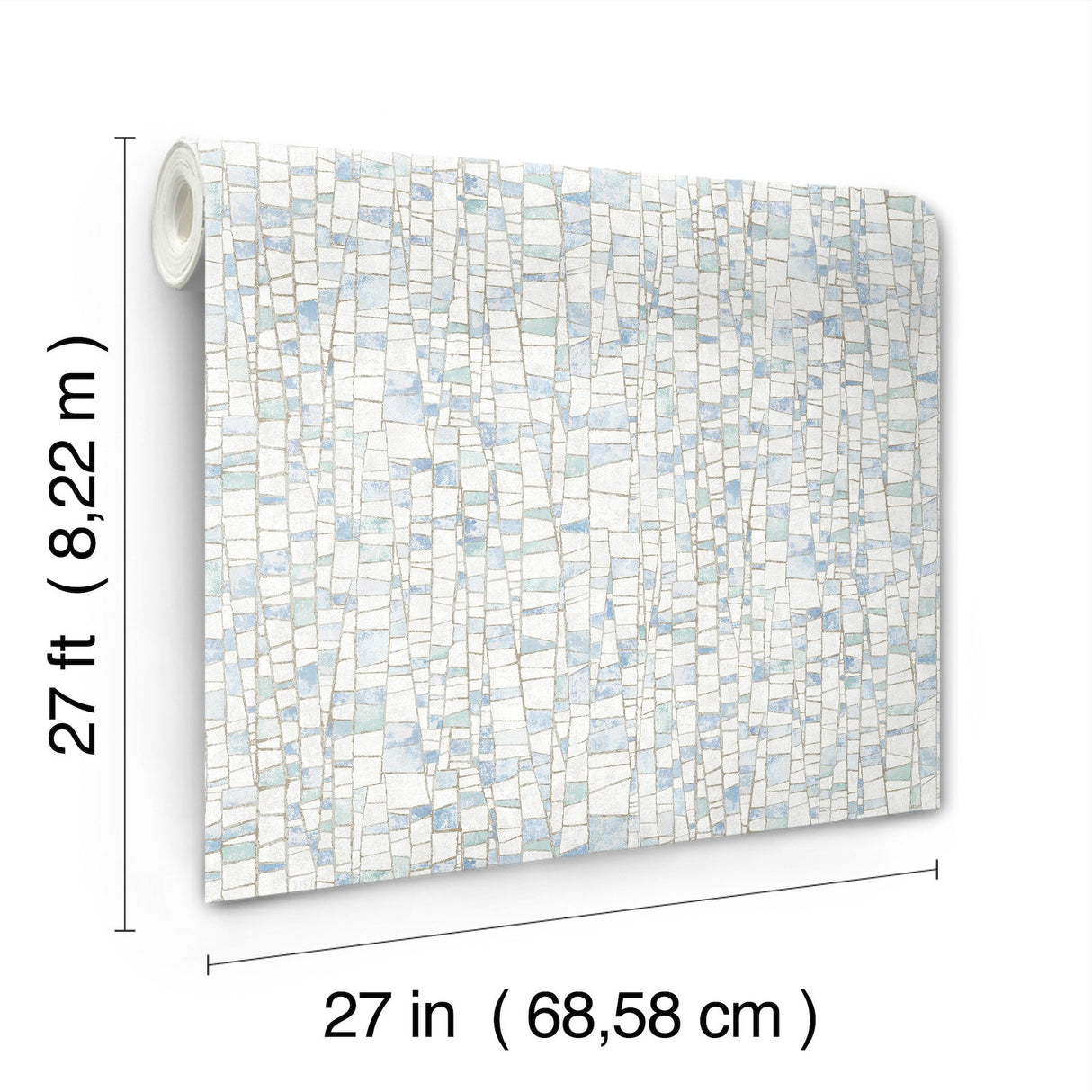 Kaleidoscopic Blue Geometric Modern Wallpaper with Metallic Raised Ink - York FM1081