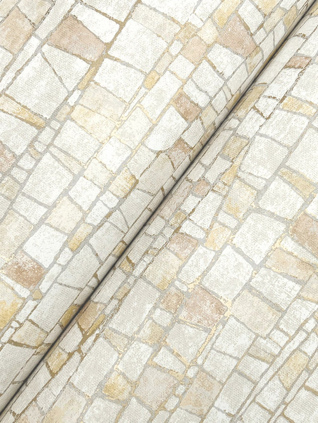 Kaleidoscopic Sun Baked Geometric Non Woven Wallpaper with Metallic Raised Ink - York FM1082