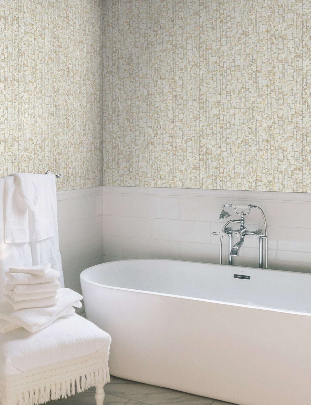 Kaleidoscopic Sun Baked Geometric Non Woven Wallpaper with Metallic Raised Ink - York FM1082