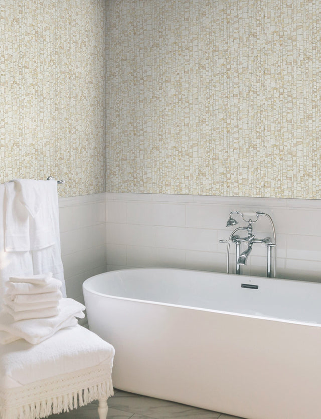 Kaleidoscopic Sun Baked Geometric Non Woven Wallpaper with Metallic Raised Ink - York FM1082