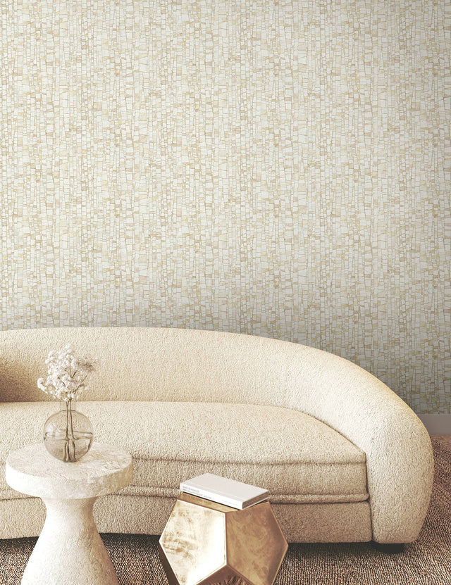 Kaleidoscopic Sun Baked Geometric Non Woven Wallpaper with Metallic Raised Ink - York FM1082