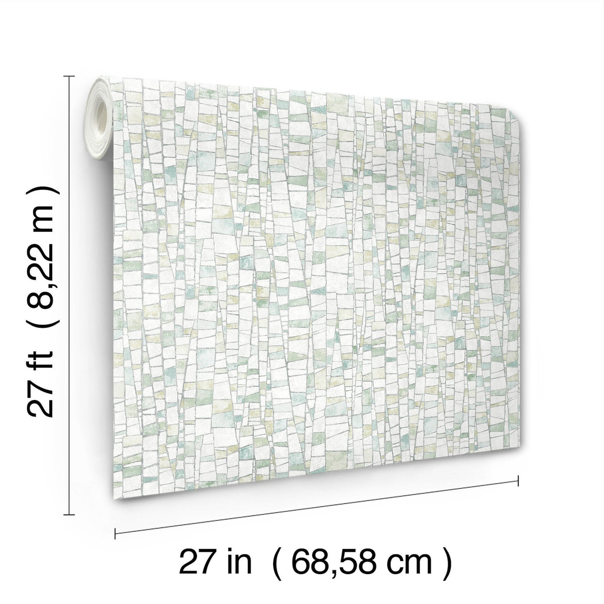 Kaleidoscopic Green Geometric Metallic Raised Ink Wallpaper - York FM1084