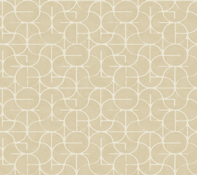 Looking Glass Straw Wallpaper with Metallic Geometric Ogee - York FM1101