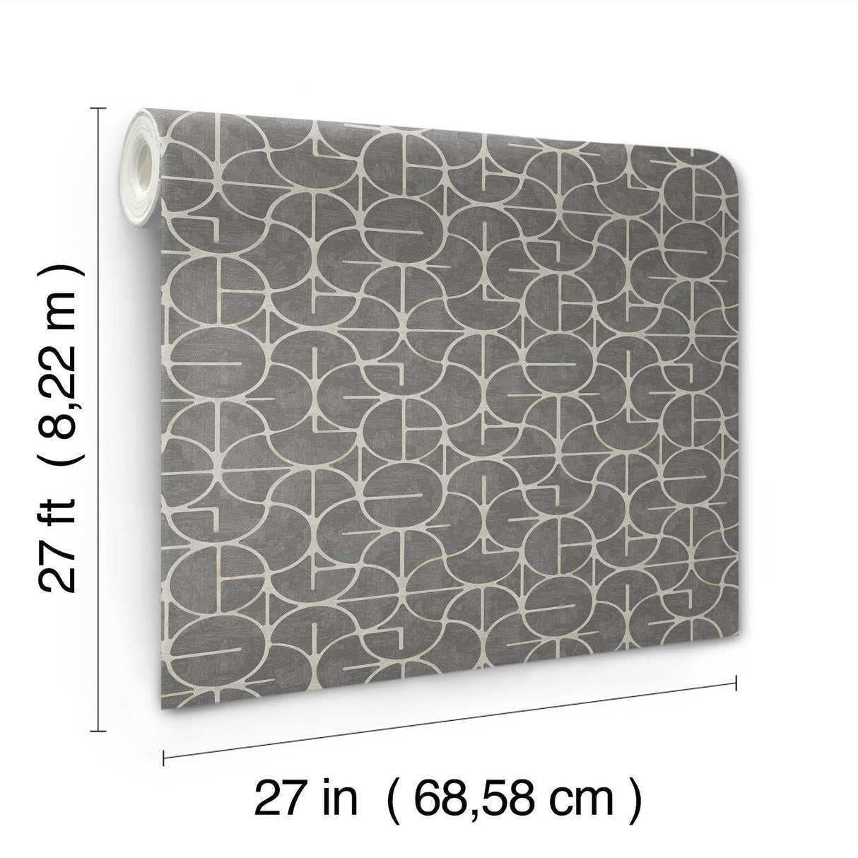 Looking Glass Charcoal Geometric Metallic Non Woven Wallpaper - York FM1104