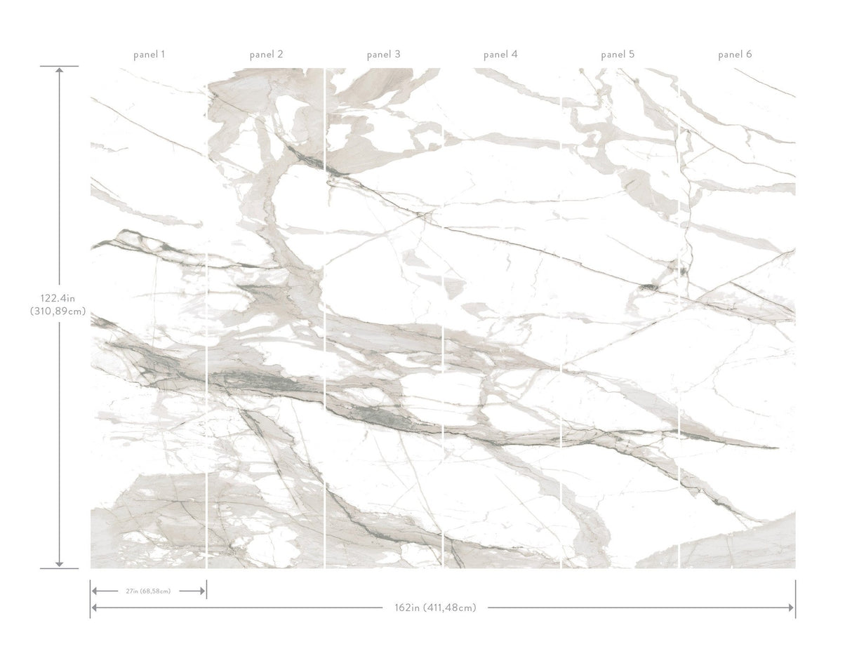 Imperial Marble Neutral Wall Mural with Modern Marble Pattern - York FM1108M