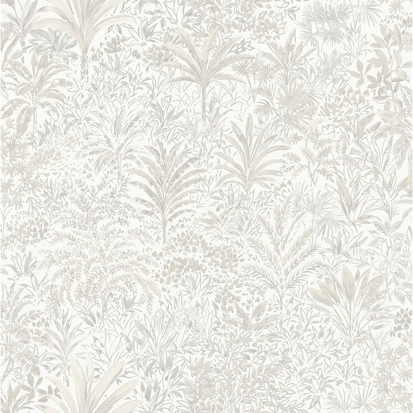 Fine Decor Meilani White & Silver Palm Landscape Wallpaper (M95677)