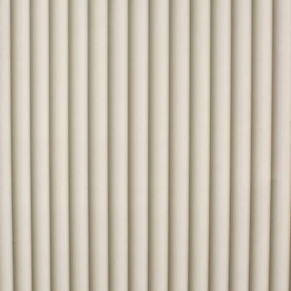 Fine Decor Raiden Cream Ribbed Panel Wallpaper detail showing vertical ribbed stripes