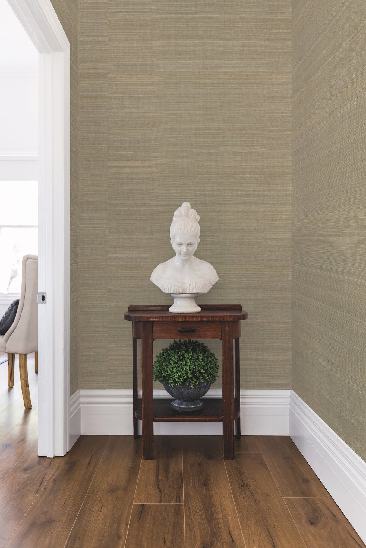 Abaca Weave Black Grasscloth Wallpaper with Natural Woven Texture - York GL0500SAM