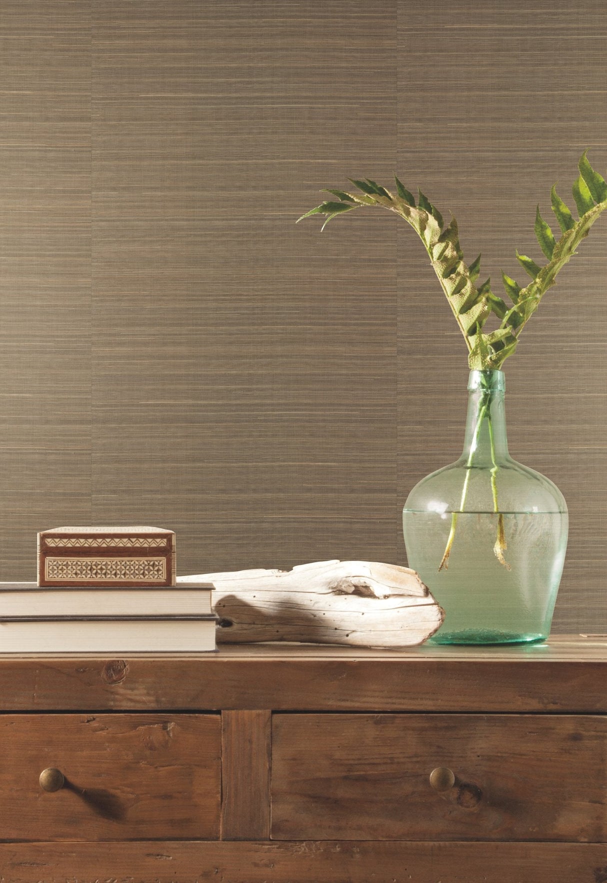 Abaca Weave Brown Grasscloth Wallpaper with Natural Woven Texture - York GL0502SAM