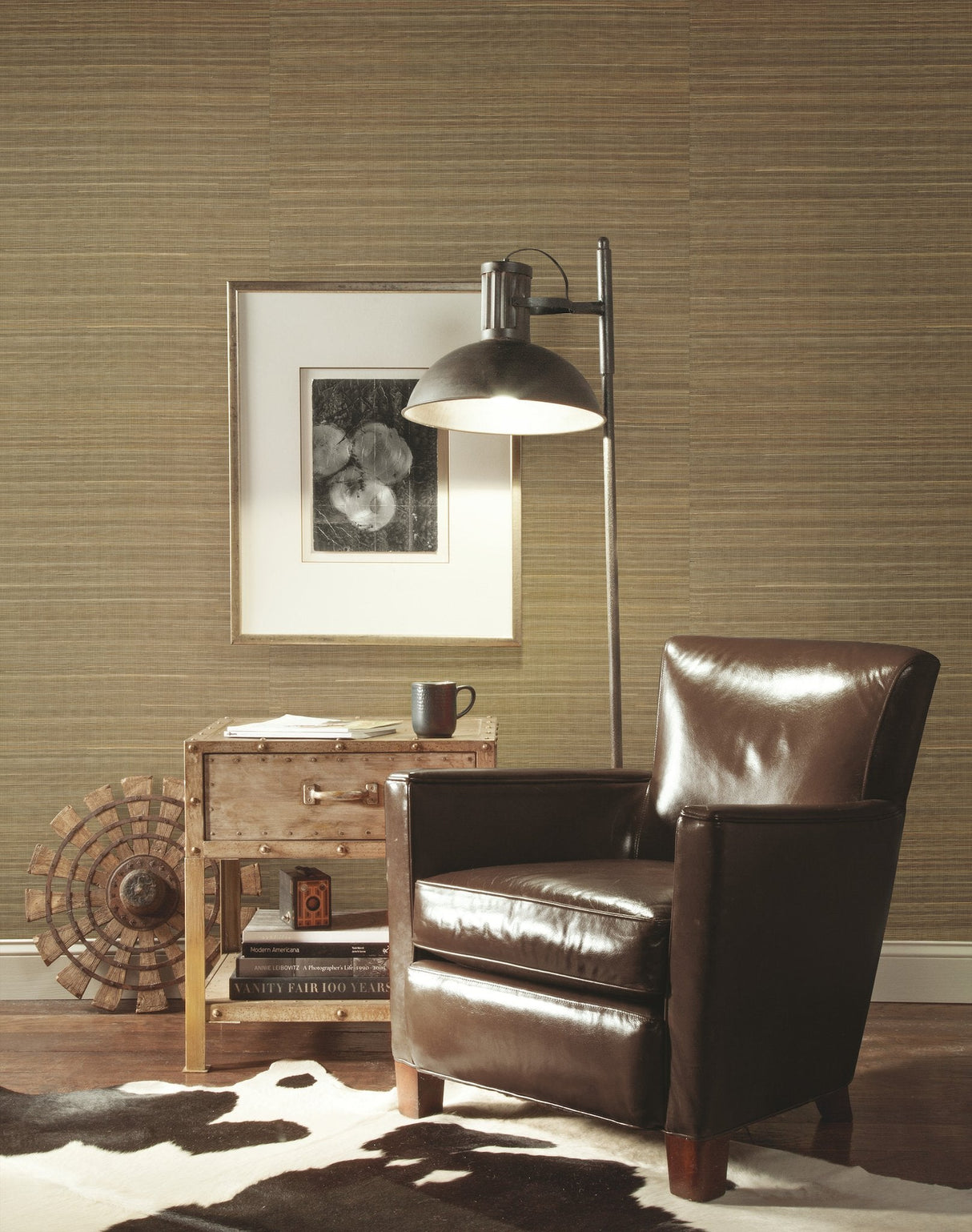 Abaca Weave Brown Grasscloth Wallpaper with Natural Woven Texture - York GL0502SAM
