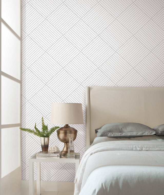 Twisted Tailor White Geometric Prepasted Wallpaper - York GM7565