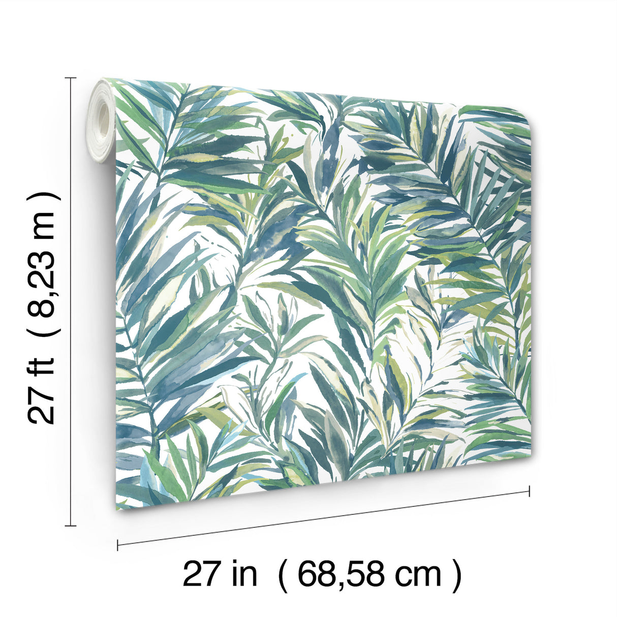 Swaying Palms Green & Blue by York Wallcoverings Tropical Wallpaper- York Wallcoverings GN2544